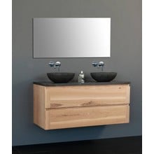 Badkamermeubel Set Wood Eiken 120cm met natuursteen blad en waskommen