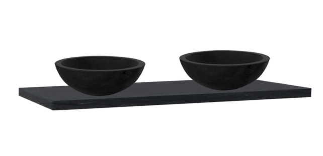 Badkamermeubel Set Wood Eiken 120cm met natuursteen blad en waskommen