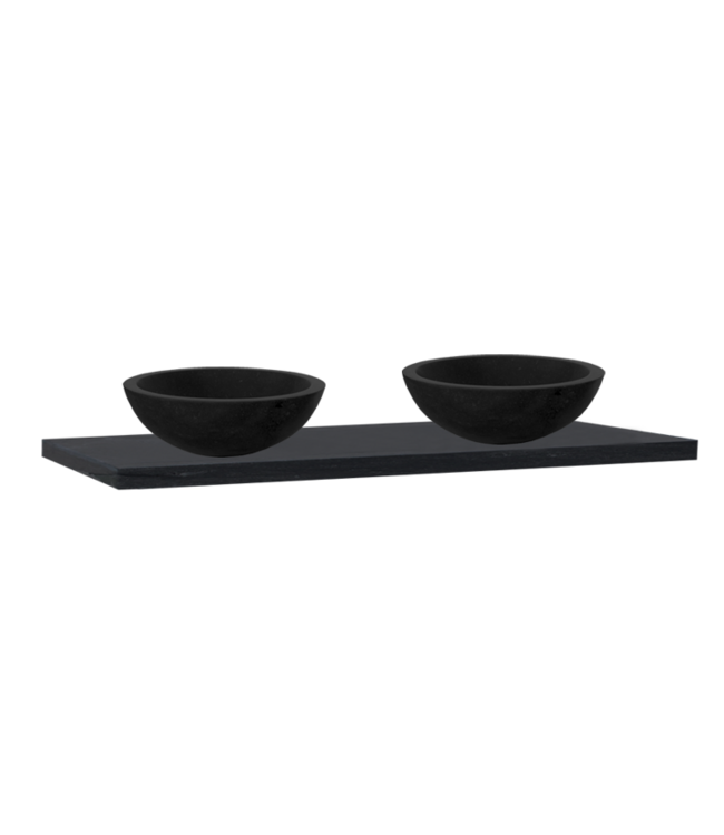 Badkamermeubel Set Wood Eiken 120cm met natuursteen blad en waskommen