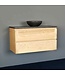 Badkamermeubel Set Wood Eiken 100cm met natuursteen blad en waskom