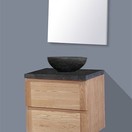 Badkamermeubel Set Wood Eiken 60cm met natuursteen blad en waskom
