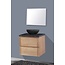 SANI-SUPPLY Badkamermeubel Set Wood Eiken 60cm met natuursteen blad en waskom