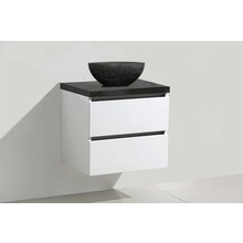 Badkamermeubel set Trendline Glans Wit 60x47x52 cm met natuursteen blad en Waskom