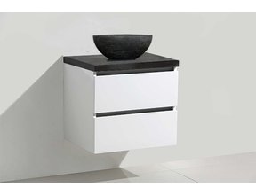 Badkamermeubel set Trendline Glans Wit 60x47x52 cm met natuursteen blad en Waskom