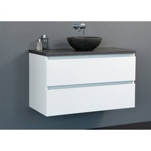 Badkamermeubel Set Trendline Glans Wit 80x47x52 cm met natuursteen blad en Waskom