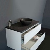 Badkamermeubel set Trendline Glans Wit 100x47x52 cm met natuursteen blad en Waskom