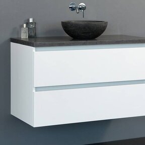 Badkamermeubel set Trendline Glans Wit 100x47x52 cm met natuursteen blad en Waskom
