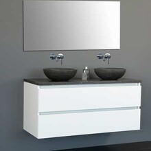 Badkamermeubel set Trendline Glans Wit 120x47x52 cm met natuursteen blad en Waskom