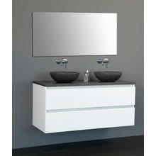 Badkamermeubel set Trendline Glans Wit 120x47x52 cm met natuursteen blad en Waskom