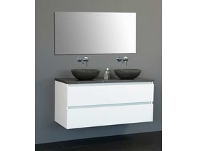 Badkamermeubel set Trendline Glans Wit 120x47x52 cm met natuursteen blad en Waskom