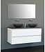 Badkamermeubel set Trendline Glans Wit 120x47x52 cm met natuursteen blad en Waskom