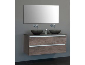 Badkamermeubel Set Trendline Century Oak 120x47x52 cm met natuursteen blad en Waskom