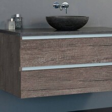SaniPro Trend Dynasty Badkamermeubel 100cm met een natuursteen waskom Century Oak  incl. Spiegel