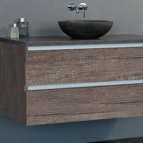 SaniPro Trend Dynasty Badkamermeubel 100cm met een natuursteen waskom Century Oak  incl. Spiegel