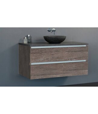 SANI-SUPPLY SaniPro Trend Dynasty Badkamermeubel 100cm met een natuursteen waskom Century Oak  incl. Spiegel