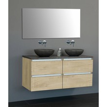 Badkamermeubel Set Trend 120x47x50 cm Light Wood met natuursteen blad en waskommen 4 lades softclose