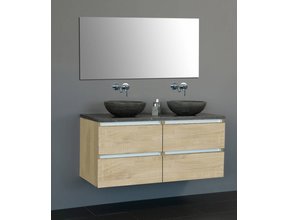 Badkamermeubel Set Trend 120x47x50 cm Light Wood met natuursteen blad en waskommen 4 lades softclose