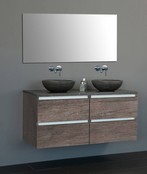 Badkamermeubel Set Trend 120x47x50 cm Century Oak met natuursteen blad en waskommen 4 lades softclose Badkamermeubel Set Trend 120x47x50 cm Century Oak met natuursteen blad en waskommen 4 lades softclose