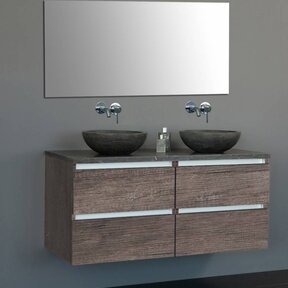Badkamermeubel Set Trend 120x47x50 cm Century Oak met natuursteen blad en waskommen 4 lades softclose