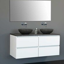 Badkamermeubel Set Trend 120x47x50 cm Hoogglans Wit met natuursteen blad en waskommen 4 lades softclose