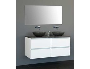Badkamermeubel Set Trend 120x47x50 cm Hoogglans Wit met natuursteen blad en waskommen 4 lades softclose