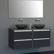 Badkamermeubel Set Trend 120x47x50 cm Hoogglans Antraciet met natuursteen blad en waskommen 4 lades softclose