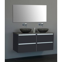 Badkamermeubel Set Trend 120x47x50 cm Hoogglans Antraciet met natuursteen blad en waskommen 4 lades softclose