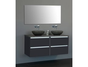Badkamermeubel Set Trend 120x47x50 cm Hoogglans Antraciet met natuursteen blad en waskommen 4 lades softclose