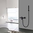 Diamond Line SaniPro Thermostaat Badkraan Donna Mat Zwart Opbouw Rond 2 Greeps Onderuitloop met Handdouche Set