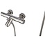 SaniPro Thermostaat Badkraan Ferrara RVS Geborsteld Thermostatisch 15cm Hartafstand Opbouw Rond 2 Greeps Onderuitloop met Handdouche Set