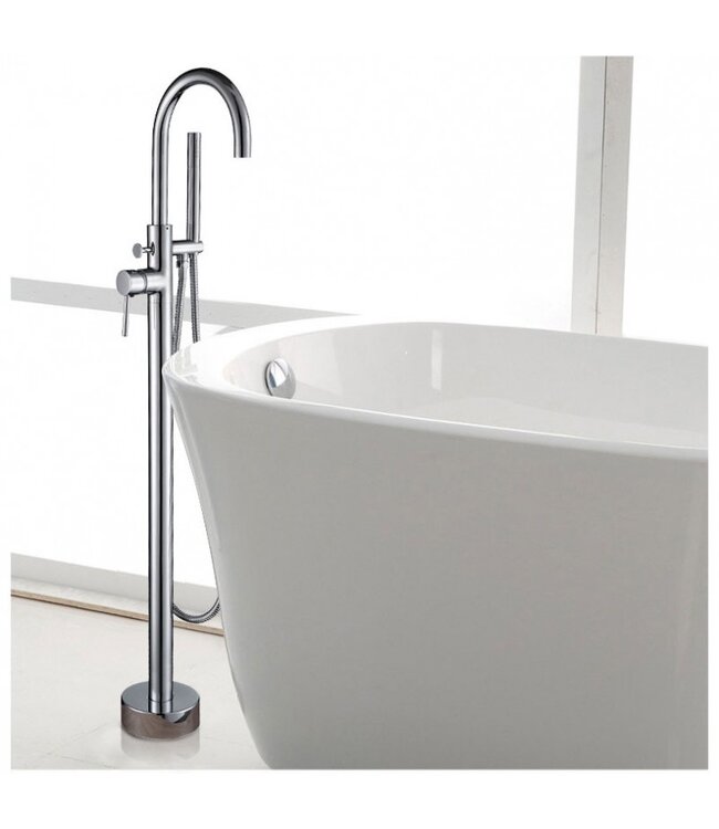 Badkraan Vrijstaand Tivoli Lux Chroom Mengkraan Rond 1 Greeps met Handdouche