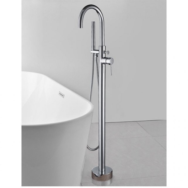 Badkraan Vrijstaand Tivoli Lux Chroom Mengkraan Rond 1 Greeps met Handdouche