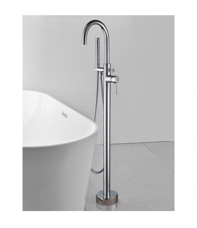 Badkraan Vrijstaand Tivoli Lux Chroom Mengkraan Rond 1 Greeps met Handdouche