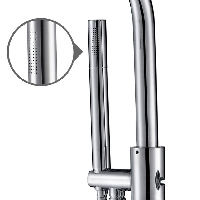 Badkraan Vrijstaand Tivoli Lux Chroom Mengkraan Rond 1 Greeps met Handdouche