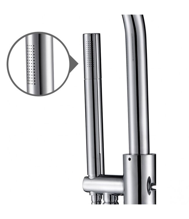 Badkraan Vrijstaand Tivoli Lux Chroom Mengkraan Rond 1 Greeps met Handdouche