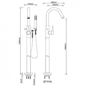 Badkraan Vrijstaand Tivoli Lux Chroom Mengkraan Rond 1 Greeps met Handdouche