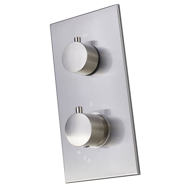 SaniPro Regendoucheset Inbouw RVS Geborsteld Ferrara Lux Muur Rond 20cm thermostaatkraan Handdouche