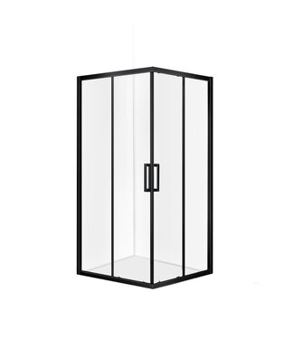 Douchecabine Donna 100x100 cm Mat Zwart Schuifdeur Hoekinstap Vierkant
