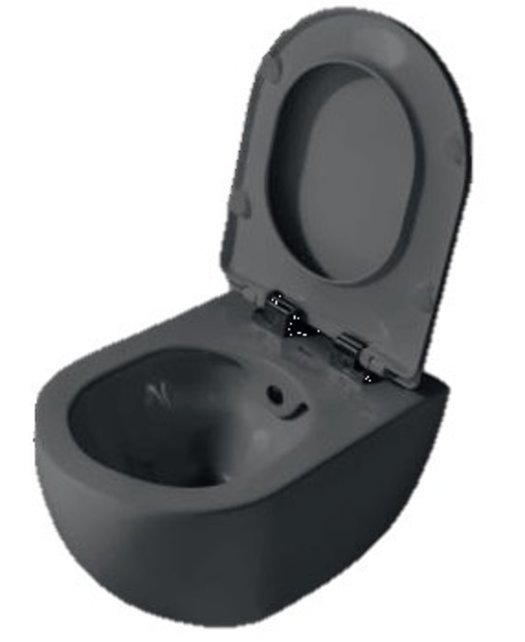 Creavit FE22 Randloos Hangtoilet Mat Zwart Met Bidet incl. softclose toiletbril 51x35,5x29cm Creavit FE22 Randloos Hangtoilet Mat Zwart Met Bidet incl. softclose toiletbril 51x35,5x29cm
