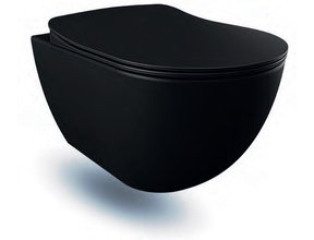 Creavit FE320 Hangtoilet Zwart Mat 51x35,5x29CM met softclose toiletbril met spoelrand