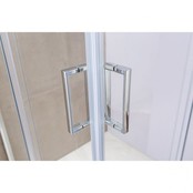 Douchecabine 100x100 cm Liz Schuifdeur Hoekinstap Vierkant Chroom helder glas