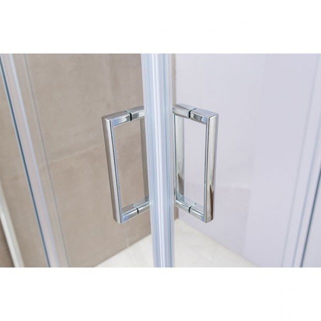 Douchecabine 100x100 cm Liz Schuifdeur Hoekinstap Vierkant Chroom helder glas