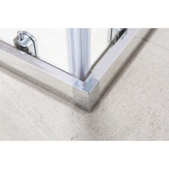 Douchecabine 100x100 cm Liz Schuifdeur Hoekinstap Vierkant Chroom helder glas