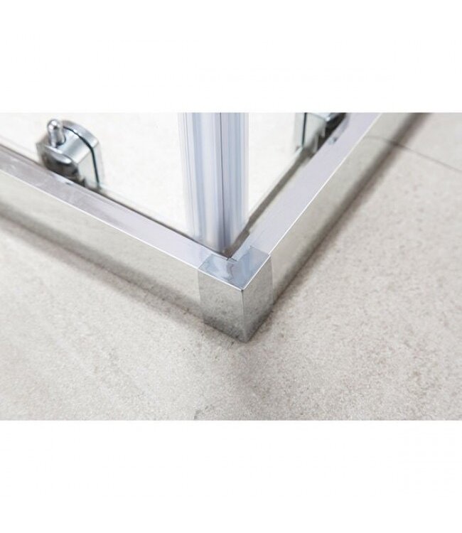 Douchecabine 100x100 cm Liz Schuifdeur Hoekinstap Vierkant Chroom helder glas