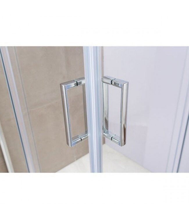 Douchecabine 80x80 cm Liz Schuifdeur Hoekinstap Vierkant Chroom anti-kalk