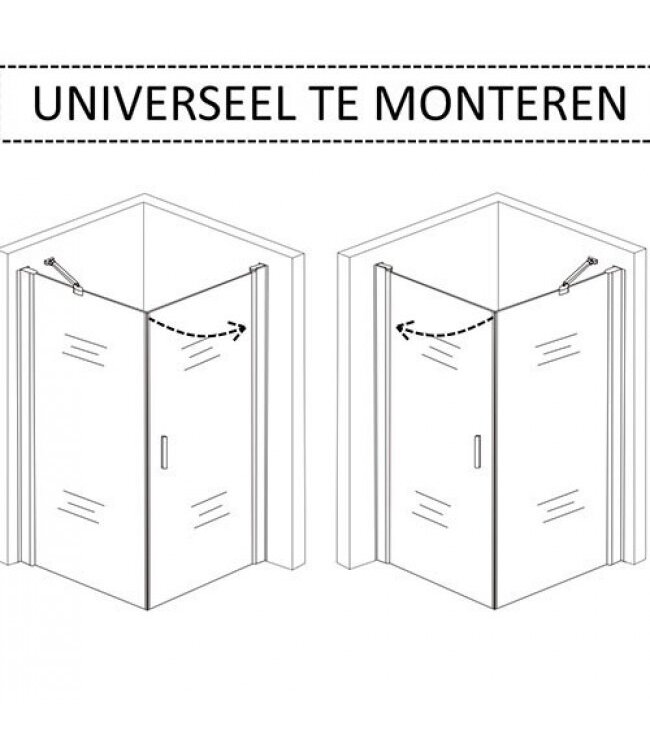 Douchecabine 80x80 Azura Nano Coating Glazen Draaideur 8mm Glas Vierkant