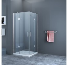 Douchecabine Corner 90x90x200cm Vierkant Hoekinstap Draaideur Easy Clean Helder Glas Chroom Profiel 8mm Veiligheidsglas Nano Coating