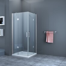 Douchecabine Corner 90x90x200cm Vierkant Hoekinstap Draaideur Easy Clean Helder Glas Chroom Profiel 8mm Veiligheidsglas Nano Coating