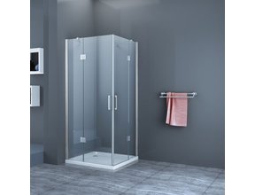 Douchecabine Corner 90x90x200cm Vierkant Hoekinstap Draaideur Easy Clean Helder Glas Chroom Profiel 8mm Veiligheidsglas Nano Coating