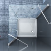 SaniPro Douchecabine 90x90x200cm Lizzy Vierkant Hoekinstap Draaideur Easy Clean Helder Glas Chroom Profiel 8mm Veiligheidsglas Nano Coating